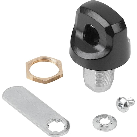 Kipp Quarter-Turn Lock With Freewheel, Spindle, H=22, 4, A=22, 4, Zinc Galvanized And Passivated, Comp:Zinc K1275.22224